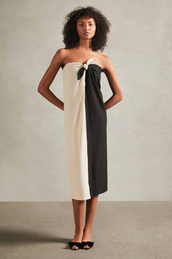 adriana degreas Tricot Black and Beige Knit Dress