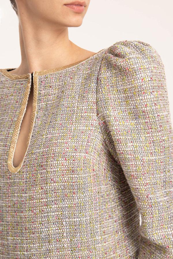 Adriana Degreas Tweed Long-Sleeved Short Dress