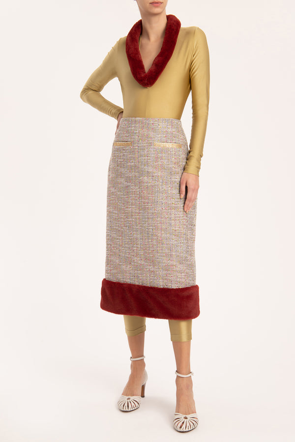 Adriana Degreas Tweed Midi Skirt