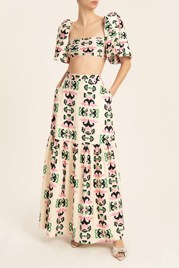 adriana degreas Twisted Flower Long Skirt