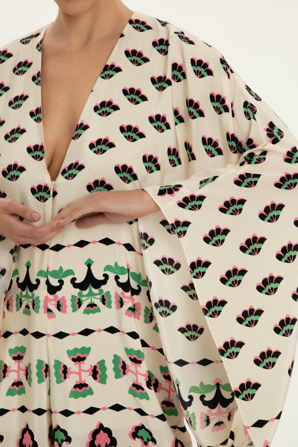 Adriana Degreas Twisted Flower V-Neck Jumpsuit