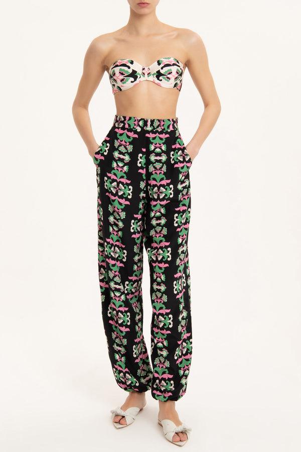 Adriana Degreas Twisted Flowers Carrot Pants