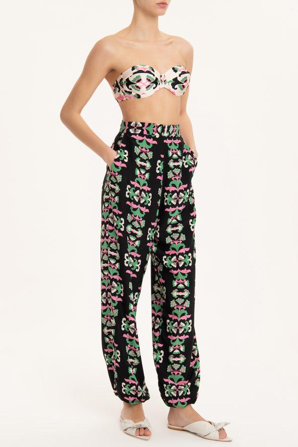Adriana Degreas Twisted Flowers Carrot Pants