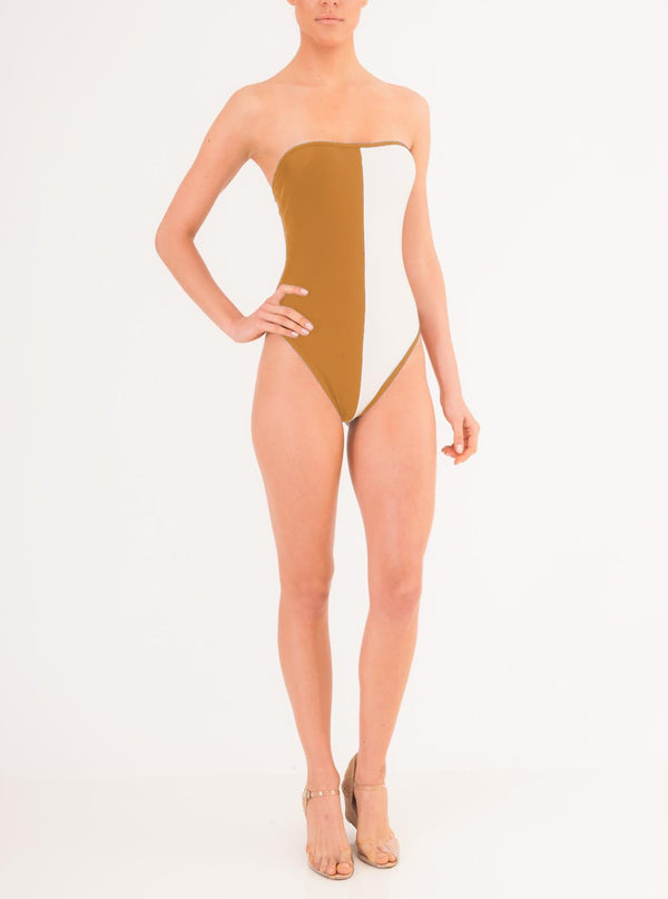 adriana degreas Two Color Strapless Swimsuit