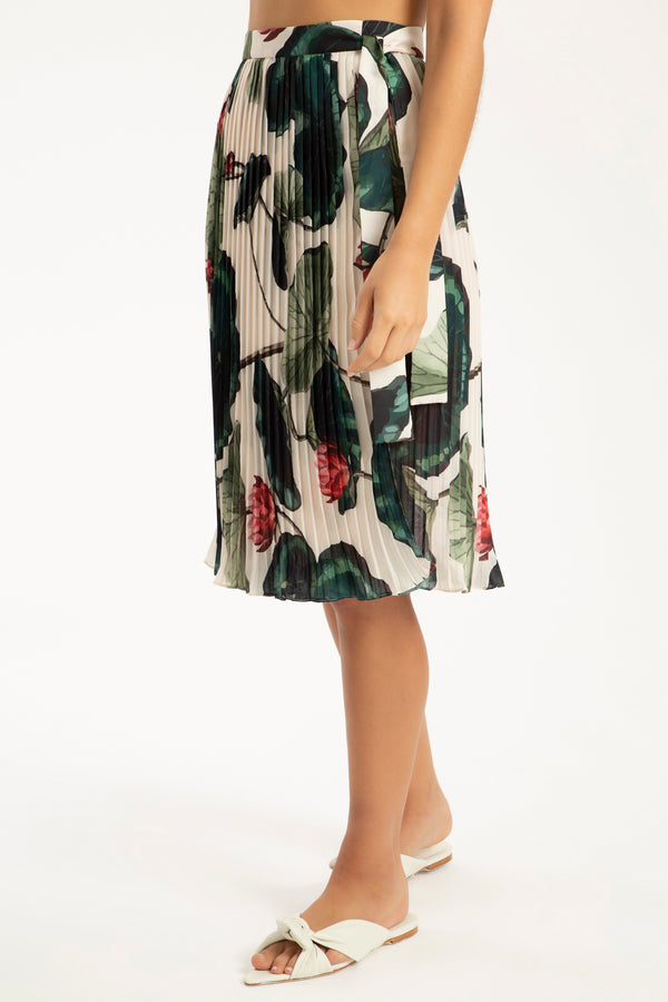 Adriana Degreas Victoria Regia Pareo Pleated Skirt