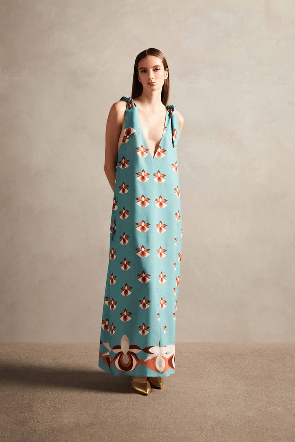 adriana degreas Vintage Orchid Straps Long Dress