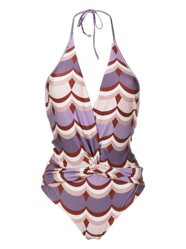 Adriana Degreas Vintage Waves Halterneck Swimsuit