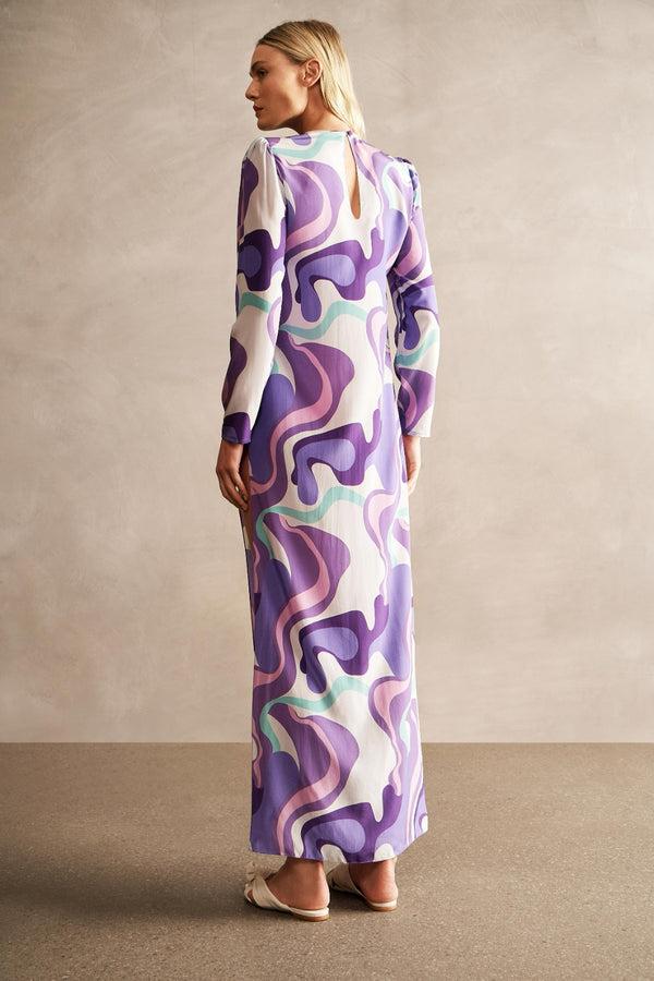 Adriana Degreas Wave Side Slit Long Dress