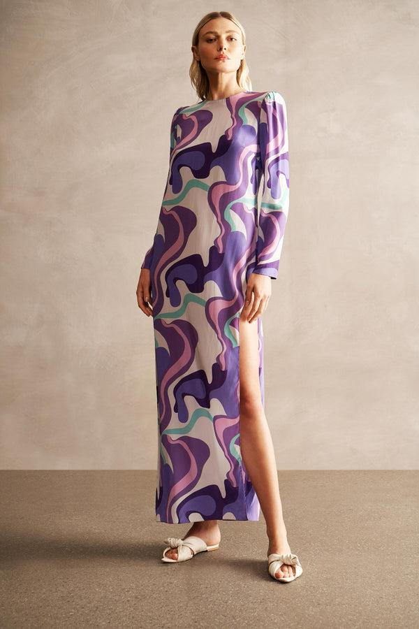 adriana degreas Wave Side Slit Long Dress