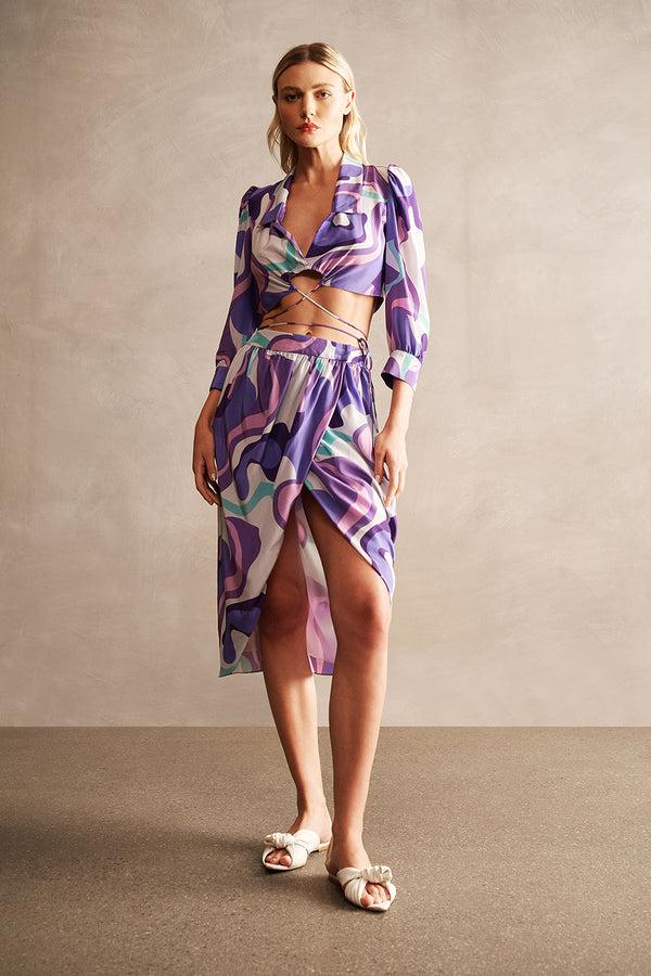 Adriana Degreas Wave Wraparound Blouse