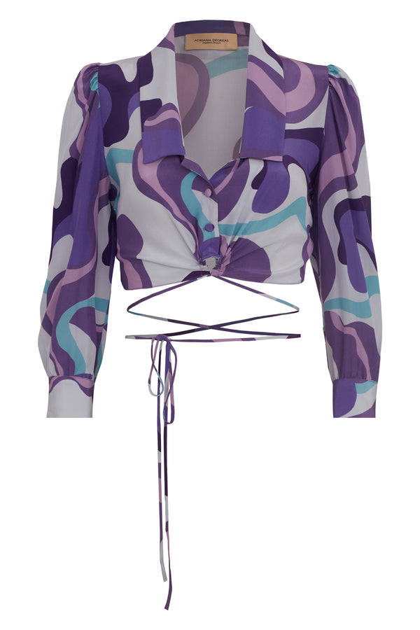 Adriana Degreas Wave Wraparound Blouse