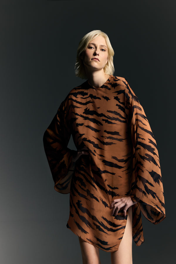 adriana degreas Wide Sleeve Silk Mini Dress