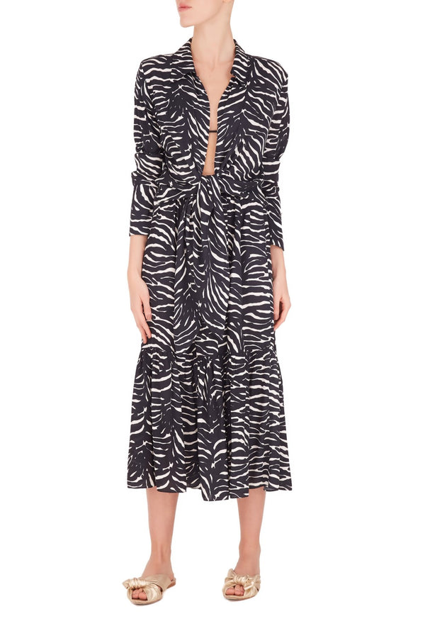 Adriana Degreas Zebra Midi Skirt
