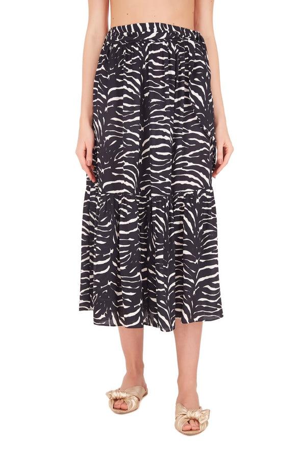Adriana Degreas Zebra Midi Skirt