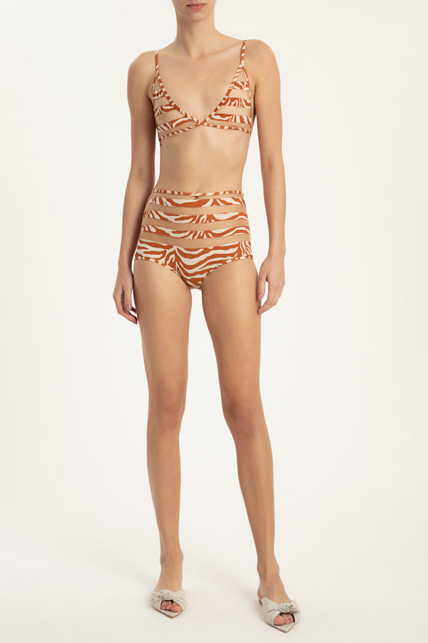 adriana degreas Zebra Print Tulle Detail Hot Pants