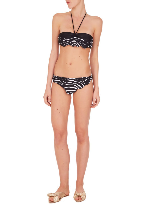 Adriana Degreas Zebra Strapless Ruffled Bikini