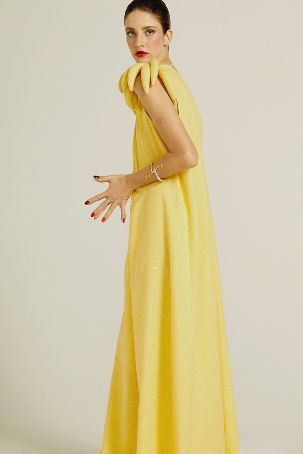 adriana degreas Banana Long Dress with Bananas Detail