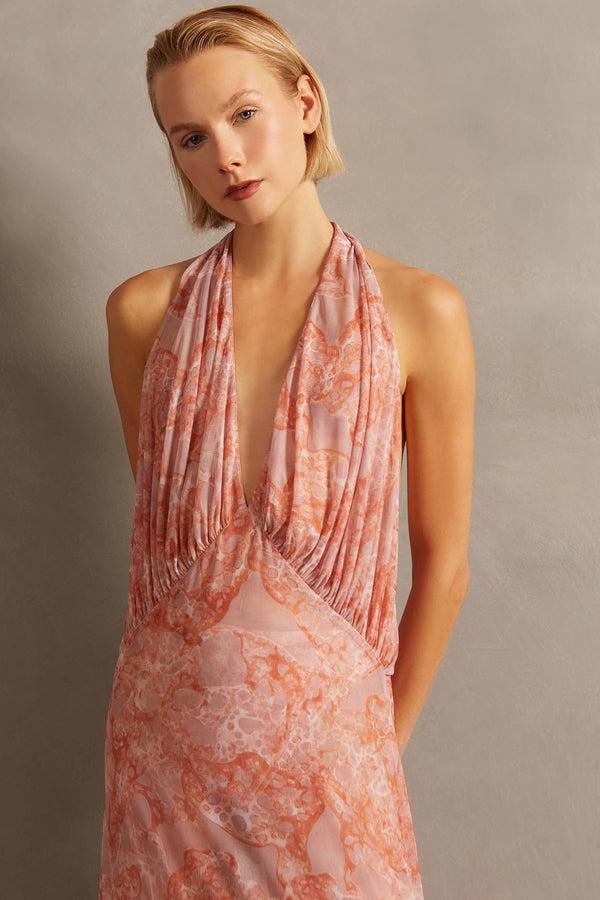 Adriana Degreas Bulles De Mer Halterneck Long Dress