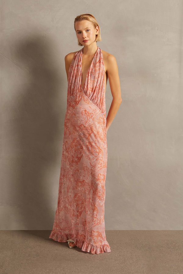 adriana degreas Bulles De Mer Halterneck Long Dress