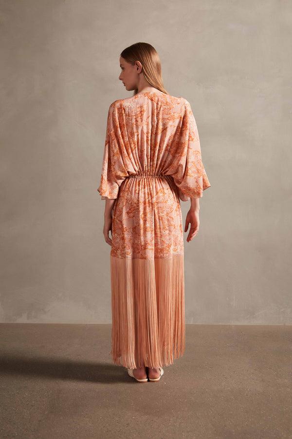 Adriana Degreas Bulles De Mer Long Robe With Fringes