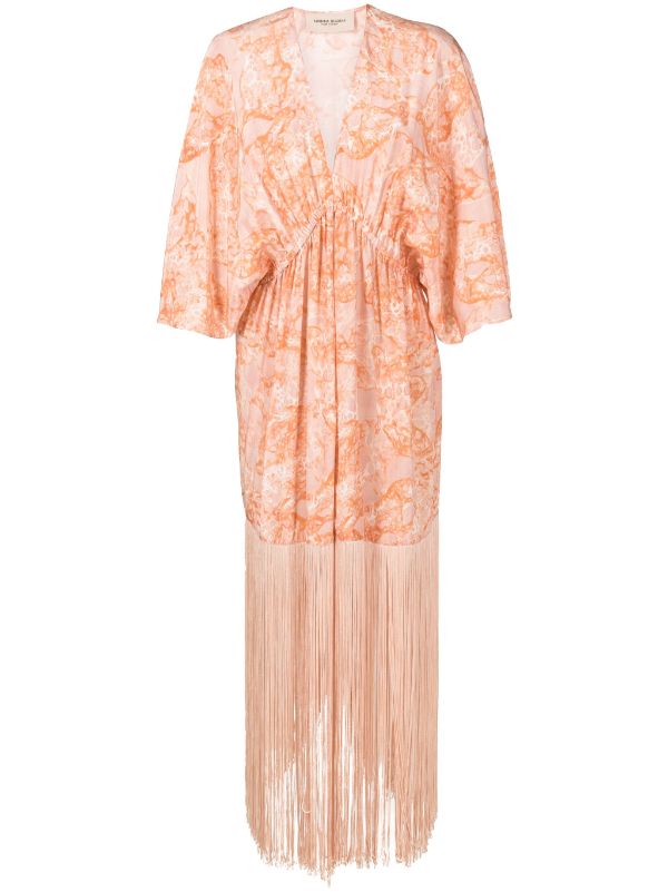 Adriana Degreas Bulles De Mer Long Robe With Fringes