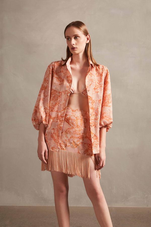 Adriana Degreas Bulles De Mer Mini Skirt With Fringes