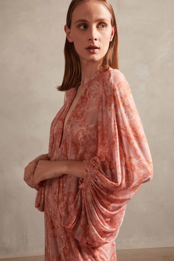 Adriana Degreas Bulles De Mer Puff Sleeve Long Dress