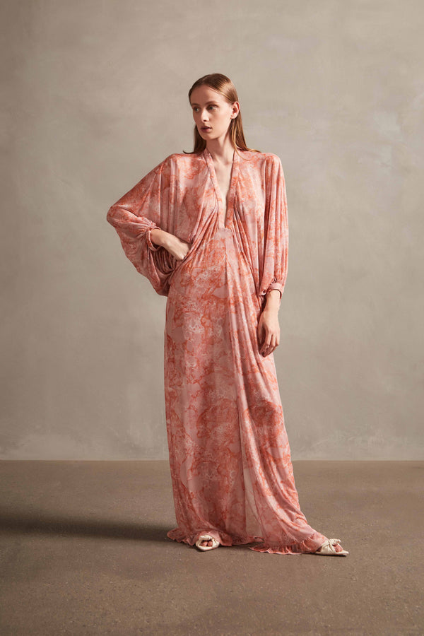 adriana degreas Bulles De Mer Puff Sleeve Long Dress