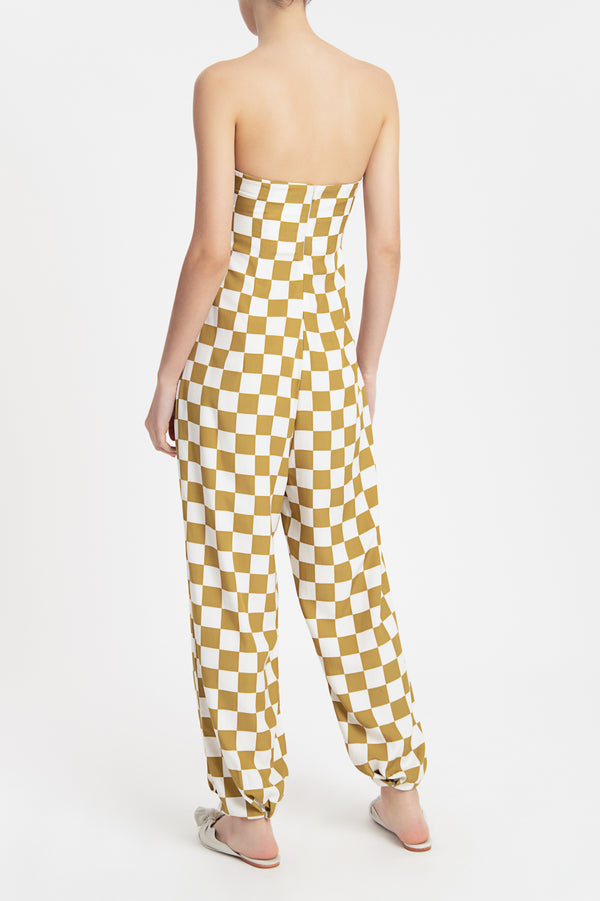 Adriana Degreas Carre Vintage Strapless Jumpsuit With Knot