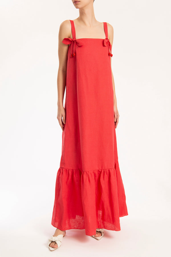 adriana degreas Cherry Bomb Solid Long Dress With Straps