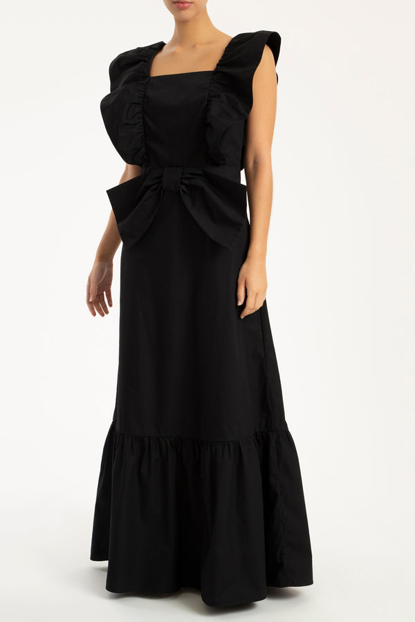 Adriana Degreas Cherry Bomb Solid Ruffled Long Dress