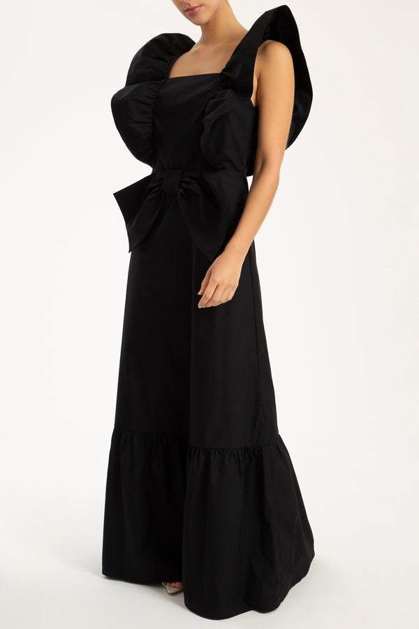 adriana degreas Cherry Bomb Solid Ruffled Long Dress