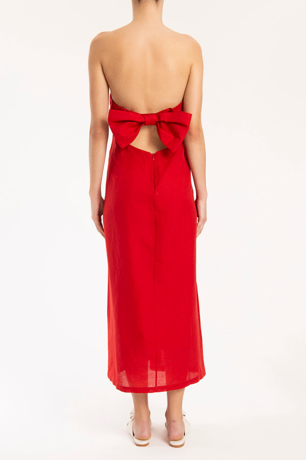Adriana Degreas Cherry Bomb Solid Strapless Long Dress