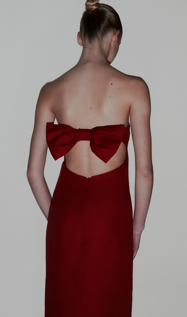 adriana degreas Cherry Bomb Solid Strapless Long Dress