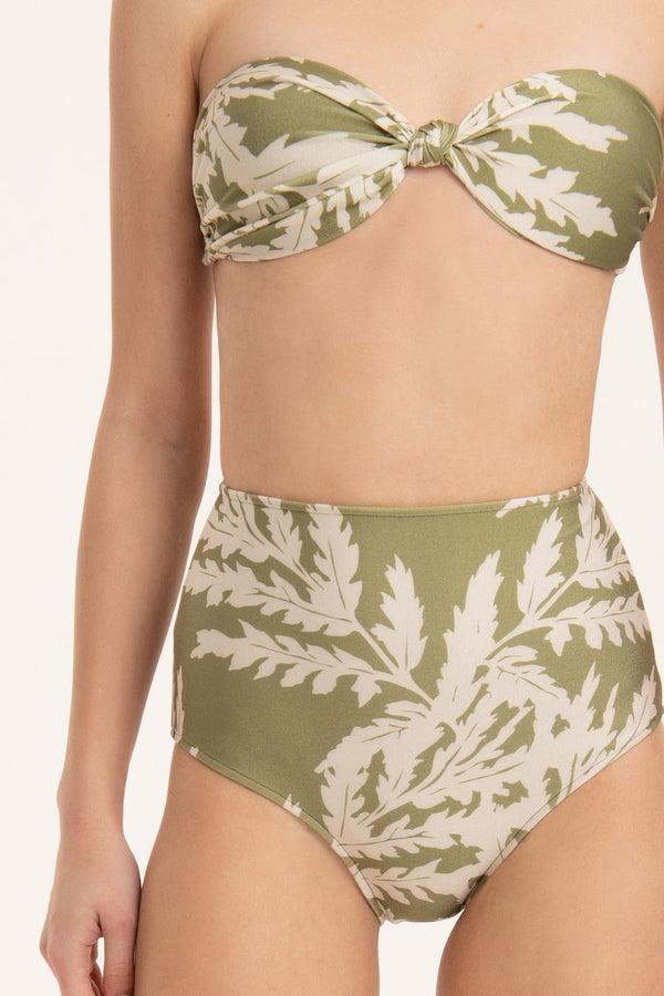 Adriana Degreas Classic Foliage Strapless High-Waisted Bikini