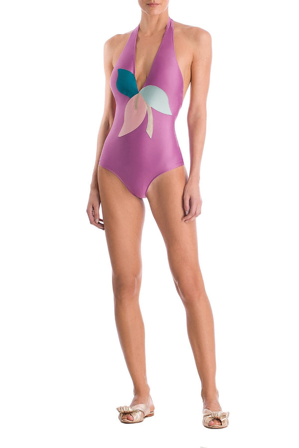 Adriana Degreas Colorful Flowers Halterneck Swimsuit