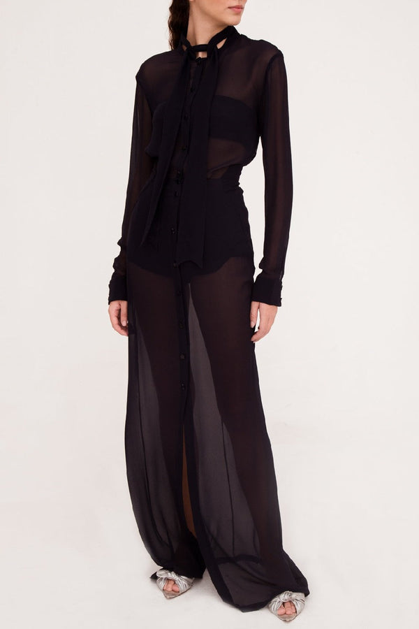 Adriana Degreas Constellation Long Sleeve Shirt With Tie