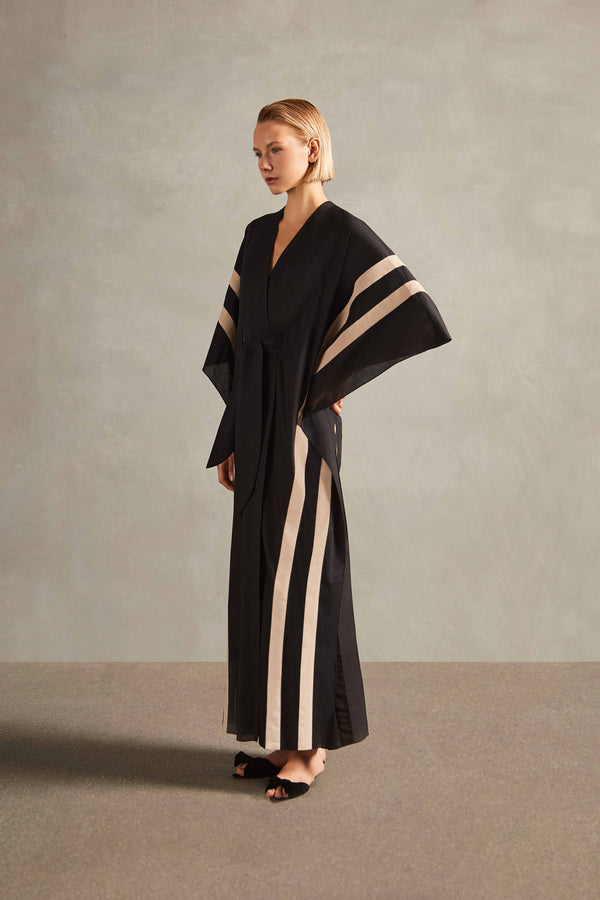 Adriana Degreas Cotton Chambray Long Kaftan With Sash