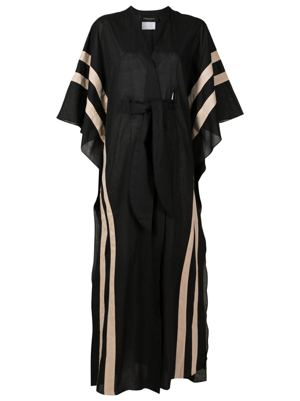 Adriana Degreas Cotton Chambray Long Kaftan With Sash