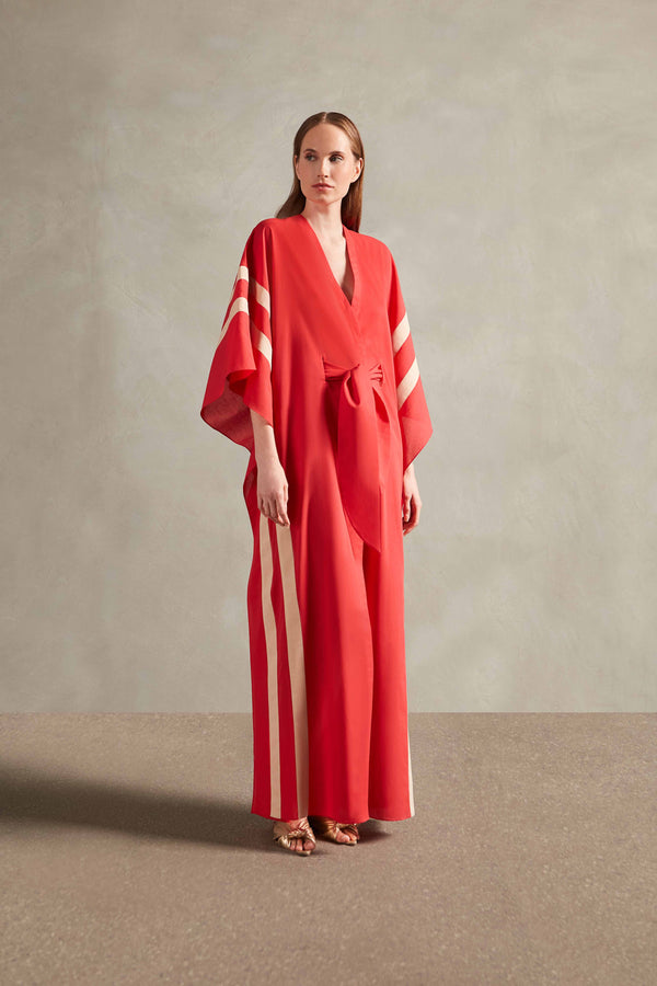 Adriana Degreas Cotton Chambray Long Kaftan With Sash