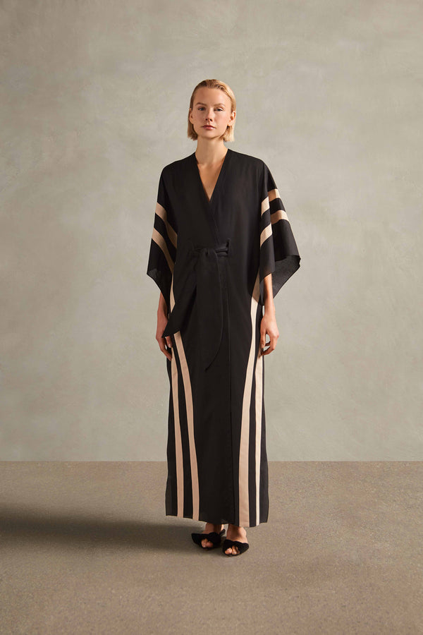 adriana degreas Cotton Chambray Long Kaftan With Sash