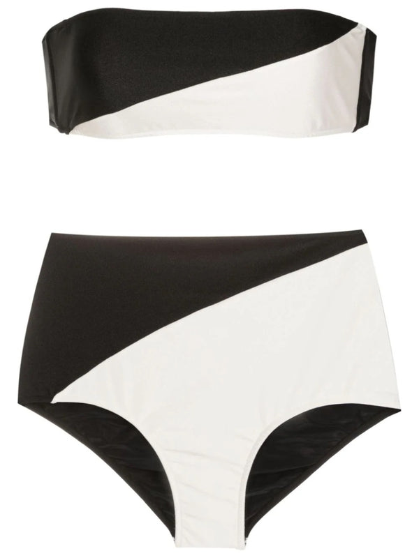 Adriana Degreas Deco Bicolor High-Waisted Bandeau Bikini