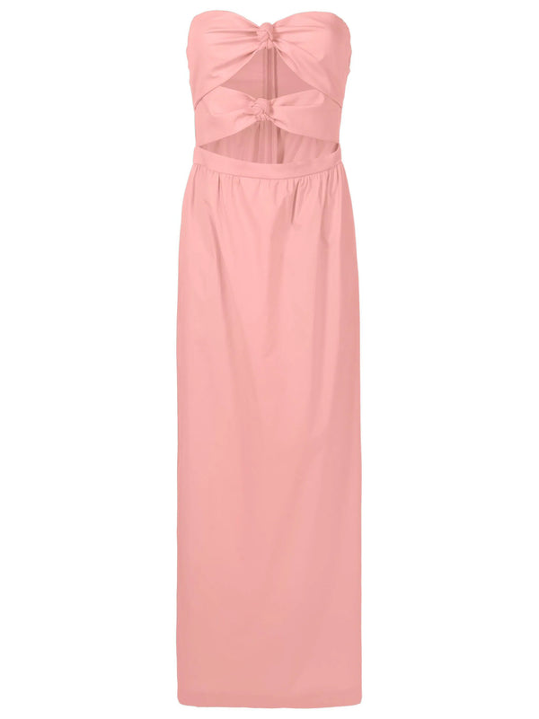 Adriana Degreas Exotic Coral Solid Cut-Out Long Dress