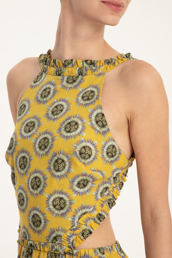 Adriana Degreas Exotic Passion Long Dress With Pleated Detail