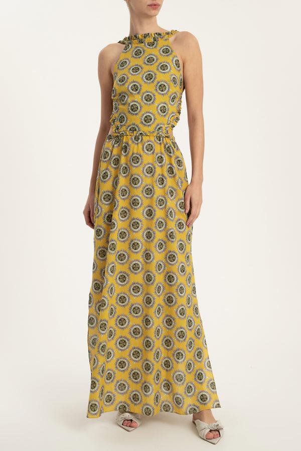 adriana degreas Exotic Passion Long Dress With Pleated Detail