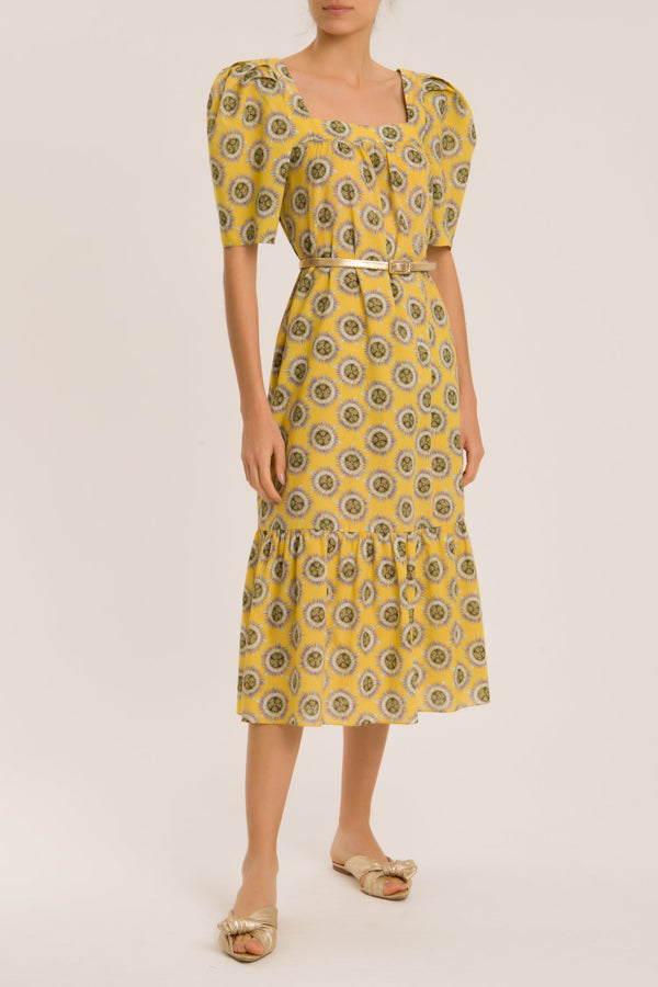 adriana degreas Exotic Passion Puff-Sleeved Silk Midi Dress