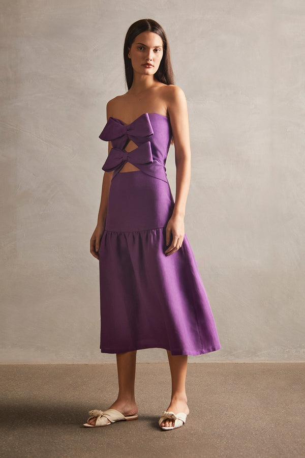 adriana degreas Fantasy Solid Cut-Out Strapless Dress with Bows