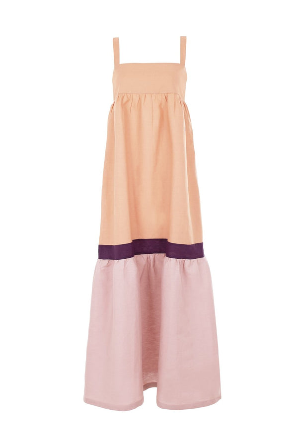 Adriana Degreas Fig Tricolor Long Dress With Straps