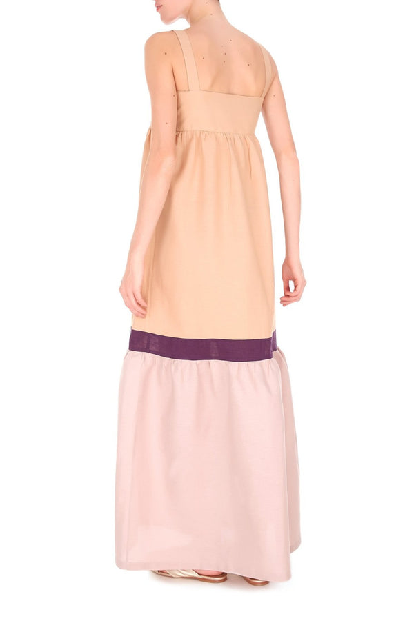 Adriana Degreas Fig Tricolor Long Dress With Straps