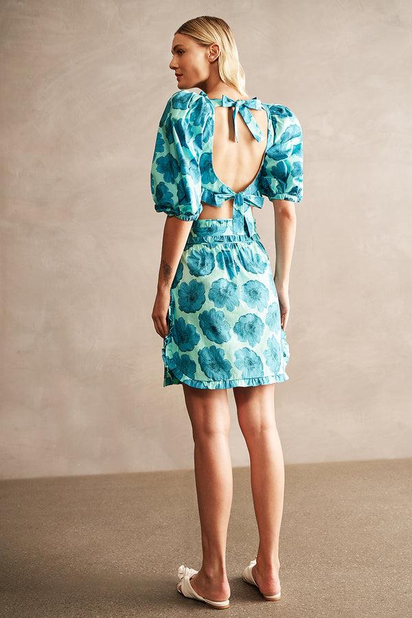 Adriana Degreas Floral Classic Ruffled Cropped Blouse